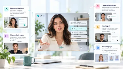 Illustration comparing leading interactive AI avatar platforms
