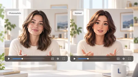 Illustration comparing photorealistic and stylized AI avatar characters